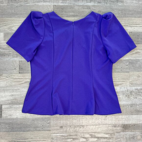 Liz Claiborne Purple V-Neck Tailored Short Sleeve Blouse O45 - Picture 5 of 6